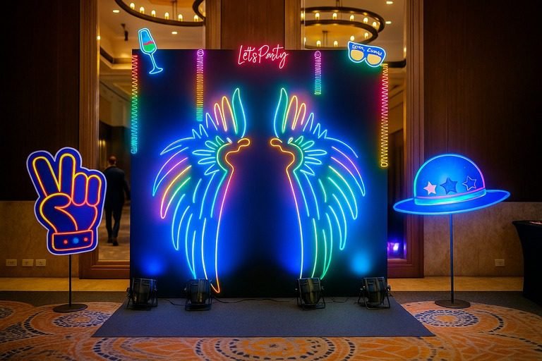 neon theme party decoration for rent