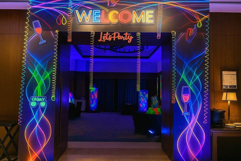 neon theme party decoration
